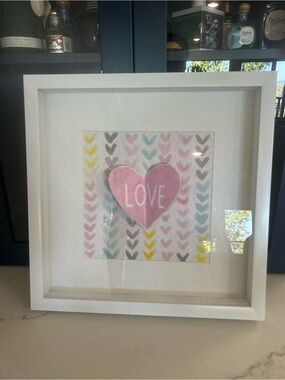 Hobby Lobby Pastel Heart 'LOVE' Framed Art - Pink, Yellow, Blue, Gray
